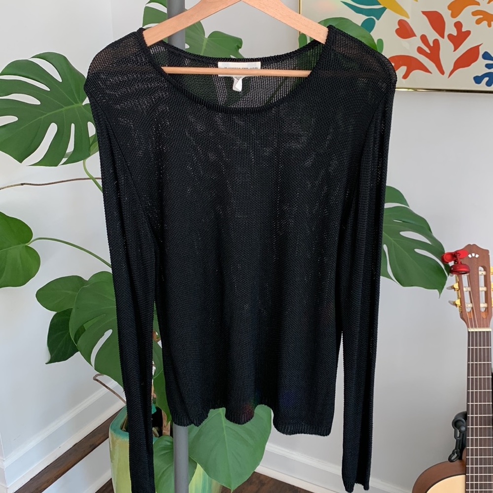 Black knit mesh sweater size medium